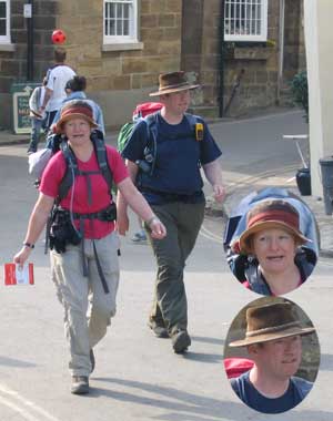 200 miles and 13 days after leaving St Bees, and with a grim determination that shows on their faces, Steve and Steff take the stroll down to the shore in Robin Hoods Bay. Steve and Steff arrive at the Robin Hoods Bay sea front